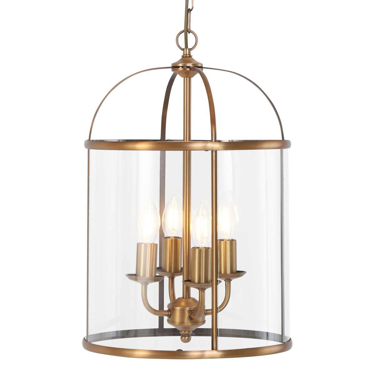 suspension lanterne bronze, cage en verre 4 lumières | Pimpernel
