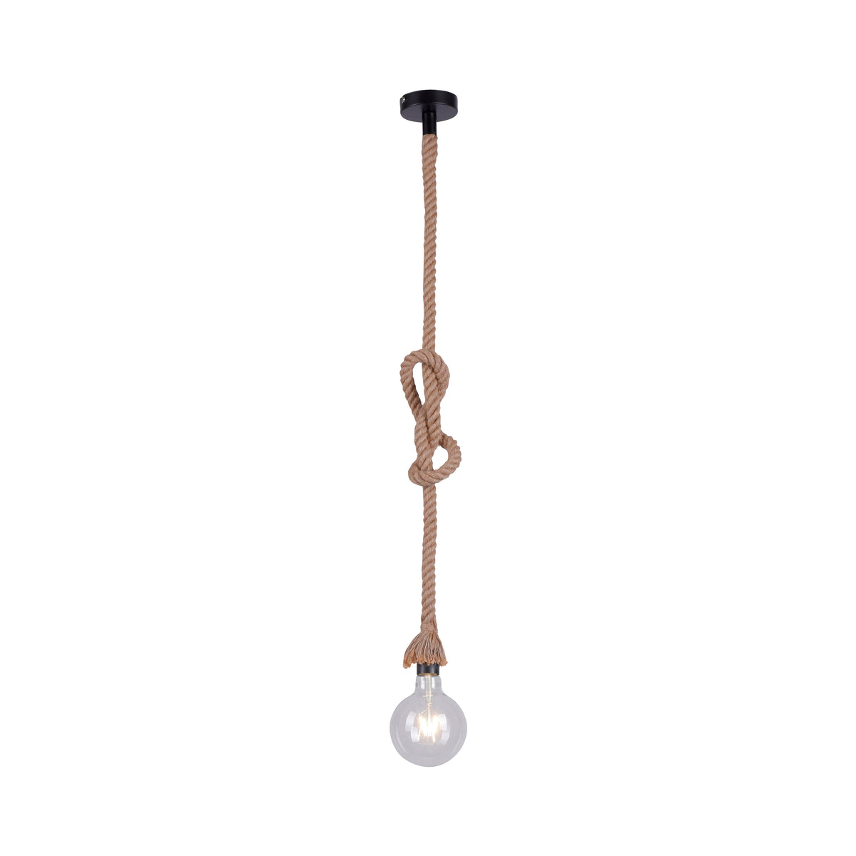 Produit entier détouré sur fond blanc, corde torsadée et nœud décoratif visibles