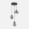 3-globe smoked glass chandelier, black, dining room | Reflexion