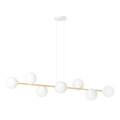 Gravity 8-light pendant lamp, white and gold