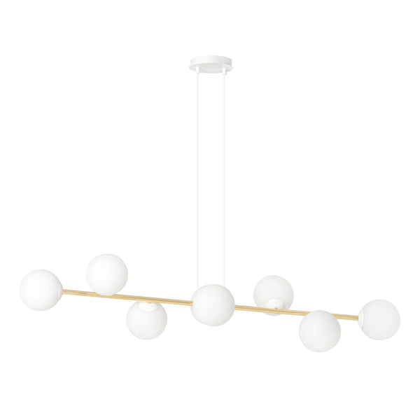 Gravity 8-light pendant lamp, white and gold