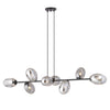 Pandora 8-light pendant, black, graphite glass