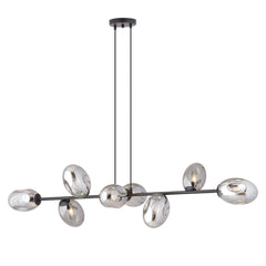 Pandora 8-light pendant, black, graphite glass