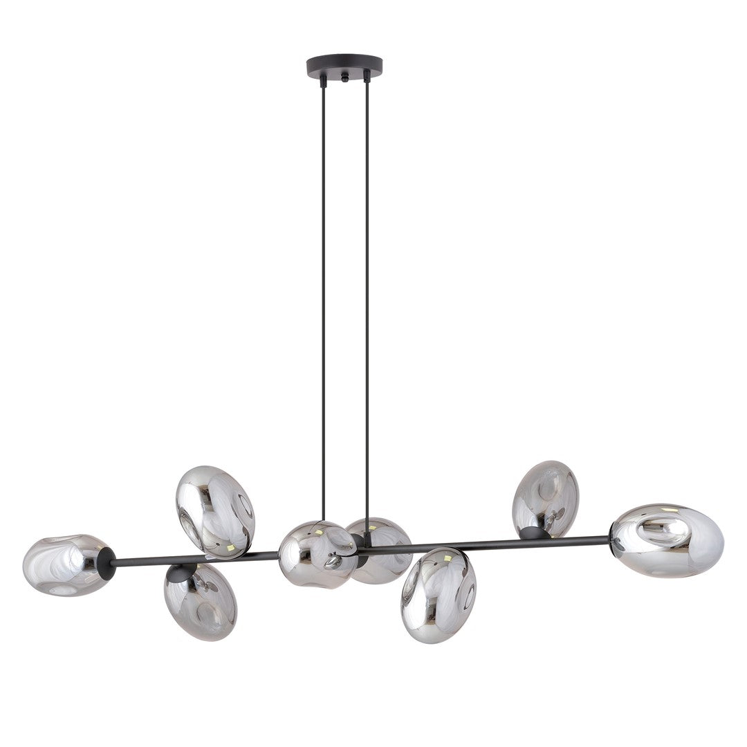 Pandora 8-light pendant, black, graphite glass