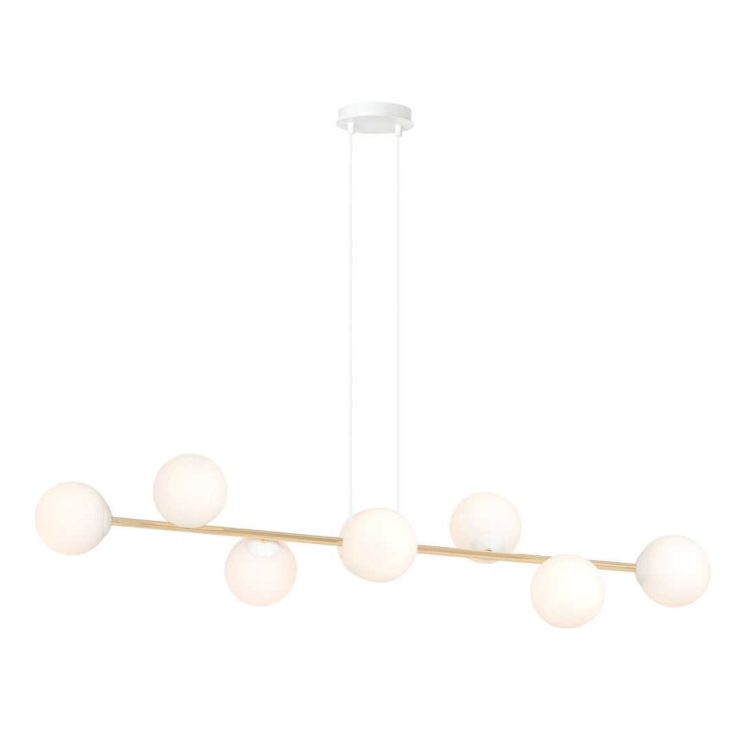 Gravity 8-light pendant lamp, white and gold
