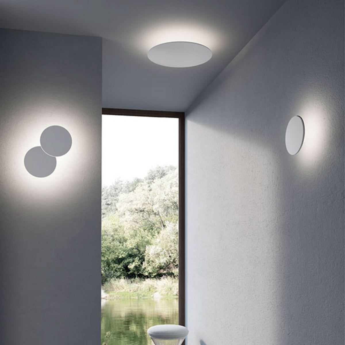 Applique murale LED Collide H2 en aluminium, blanc mat, Ø 33 cm, 3000 K