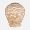 Woven bamboo bedside lamp, dimmed lighting for a cozy bedroom | Maze