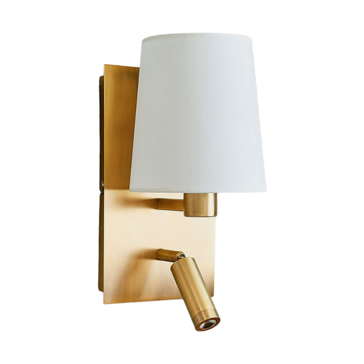 Applique murale en tissu, laiton ancien et blanc, hauteur 30,8 cm