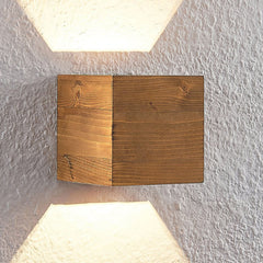 Applique murale LED Benicio en bois, nickel, hauteur 11 cm