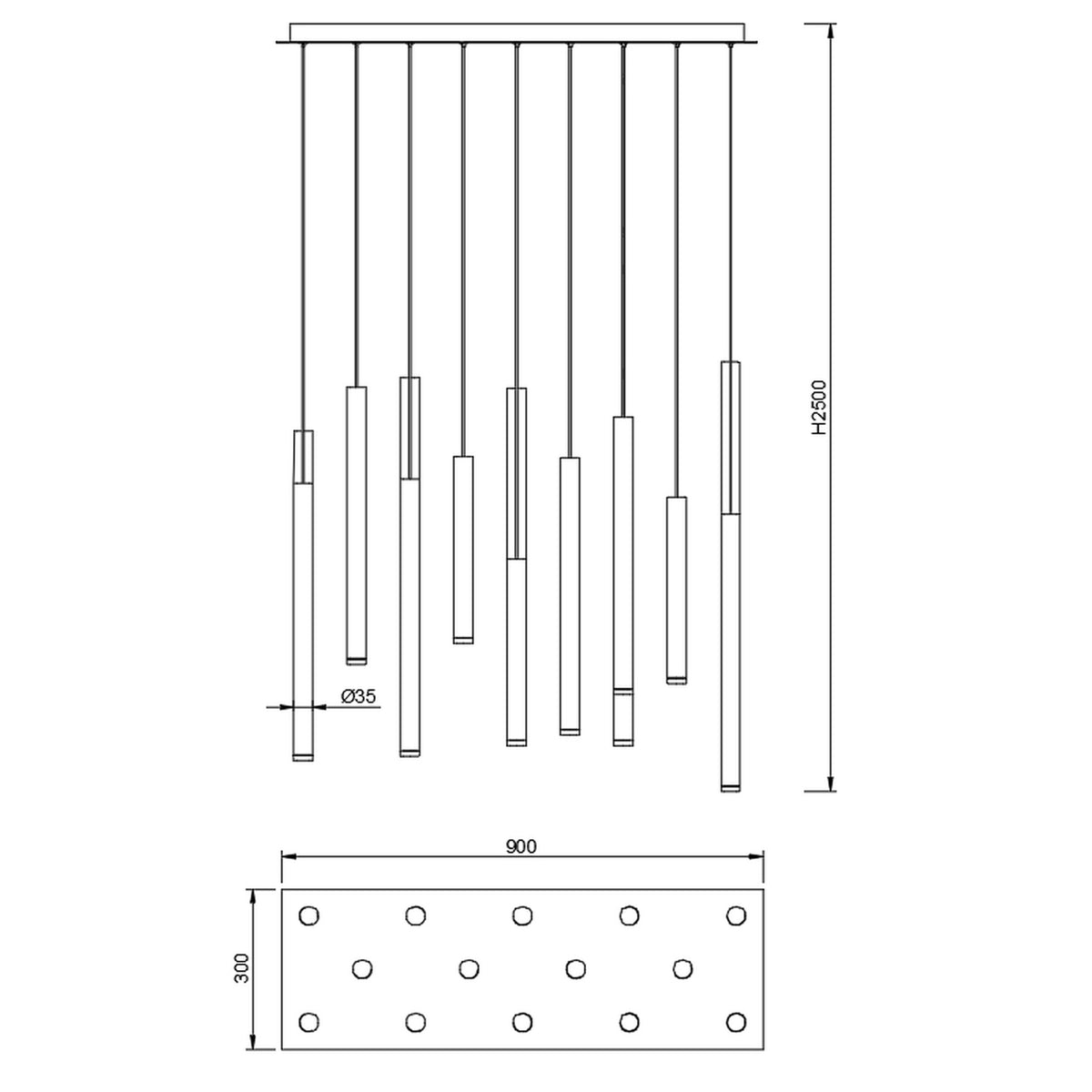 Suspension LED Cala blanche, noire et dorée, L 90 cm