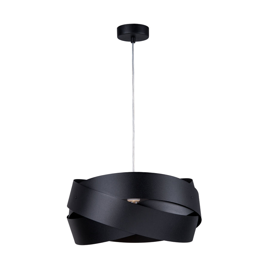 Vue d'ensemble du luminaire suspendu avec sa rosace et son câble réglable