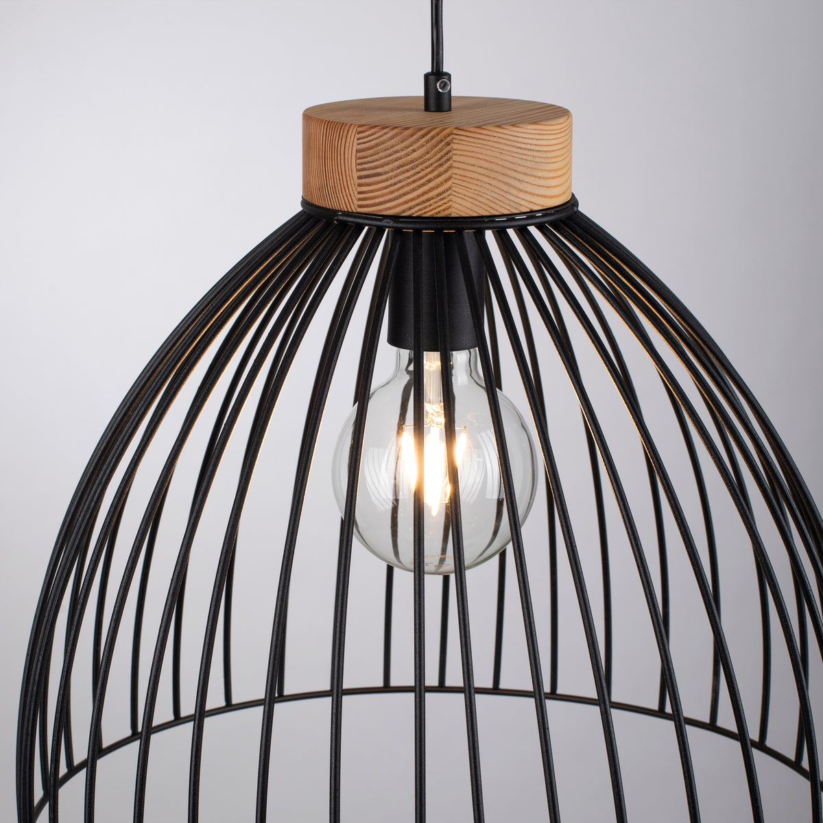 Suspension Lami noire et bois
