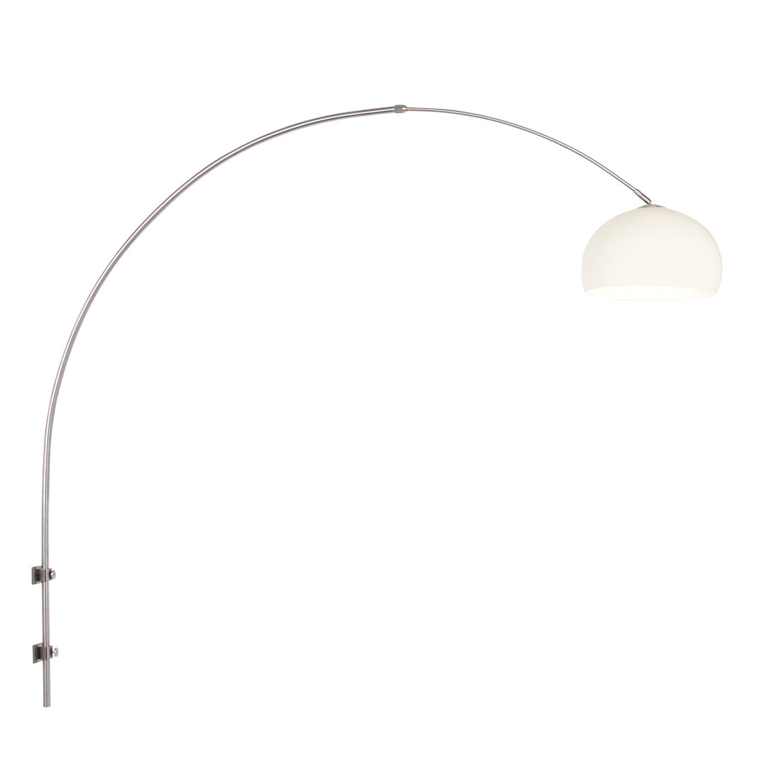 white globe wall lamp, large adjustable steel arc | Sparkled Light