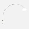 white globe wall lamp, large adjustable steel arc | Sparkled Light