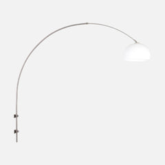 white globe wall lamp, large adjustable steel arc | Sparkled Light
