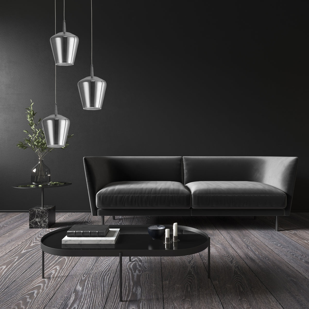 Suspension Elsa chromée, verre
