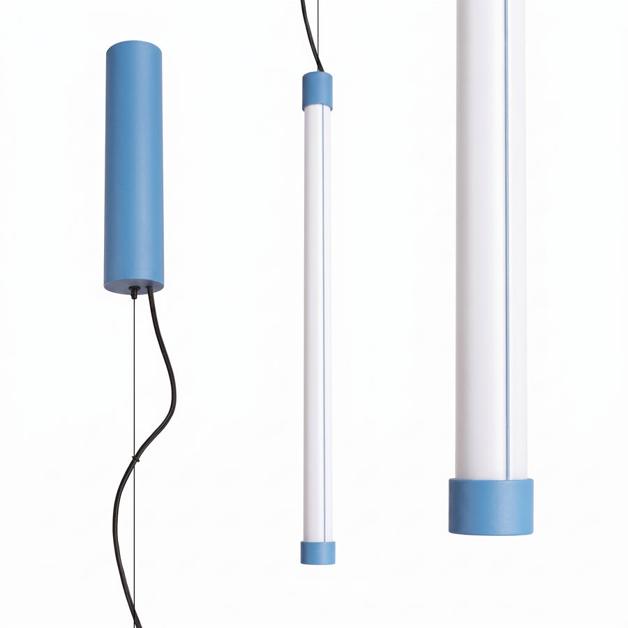 Déclinaison bleu clair du cylindre suspendu, embouts colorés et long câble d'alimentation