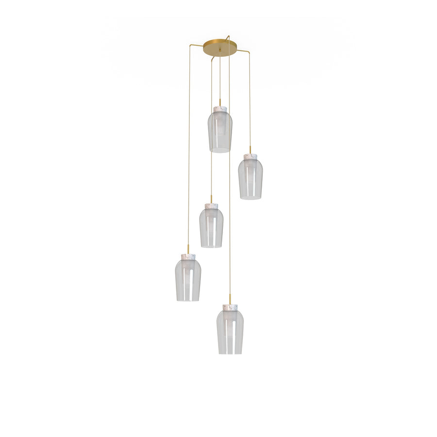 Suspension Nora 5 lumières, verre