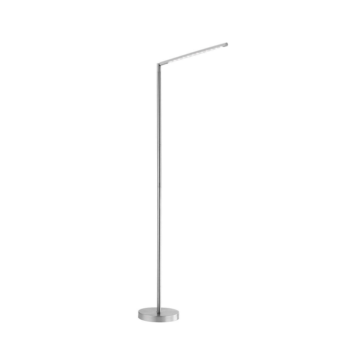 Lampadaire argenté entier sur fond blanc, mettant en valeur sa silhouette épurée.