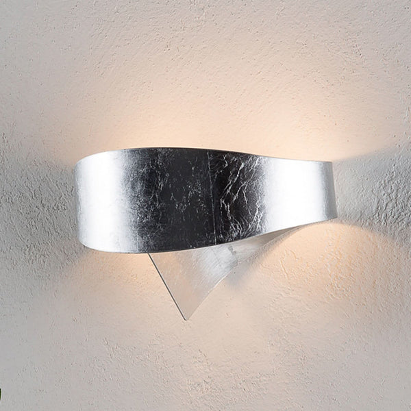 Applique murale Scudo en acier, argent, 2 lumières, hauteur 16 cm