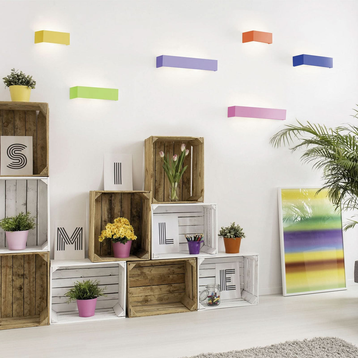 Applique murale Teos en plâtre, blanc, 3 lumières, hauteur 7,5 cm