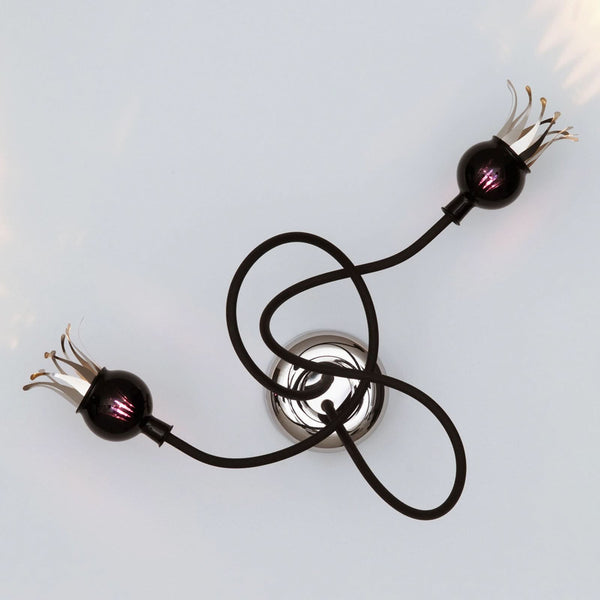 Applique murale Poppy en verre, noir et violet, 2 lumières