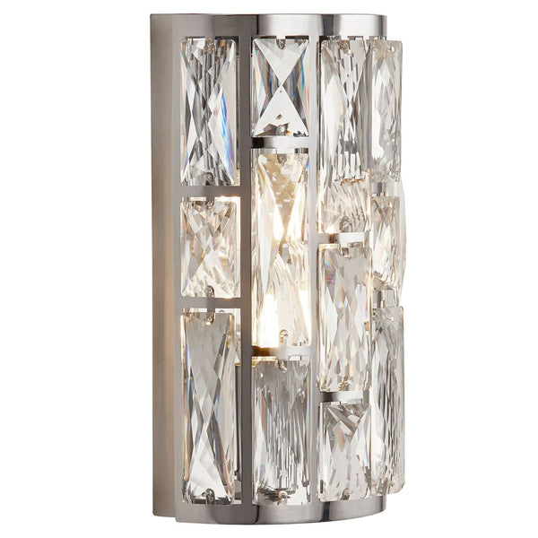Applique murale Bijou en verre, chrome et transparent, 2 lumières, hauteur 27 cm