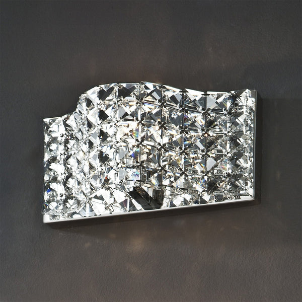 Applique murale Onda en cristal, transparent et chromé, hauteur 13 cm