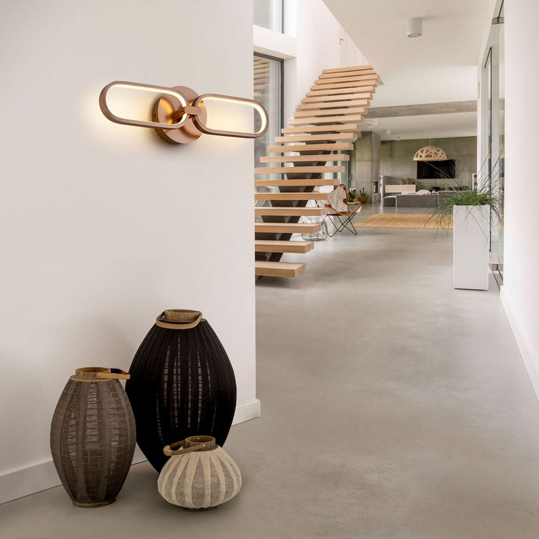 Applique murale LED Colette en aluminium, rose et blanc, hauteur 14 cm