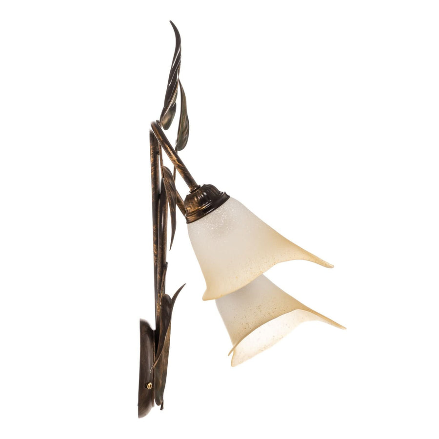 Applique murale Miranda en verre, bronze et vert, 2 lumières, hauteur 48 cm