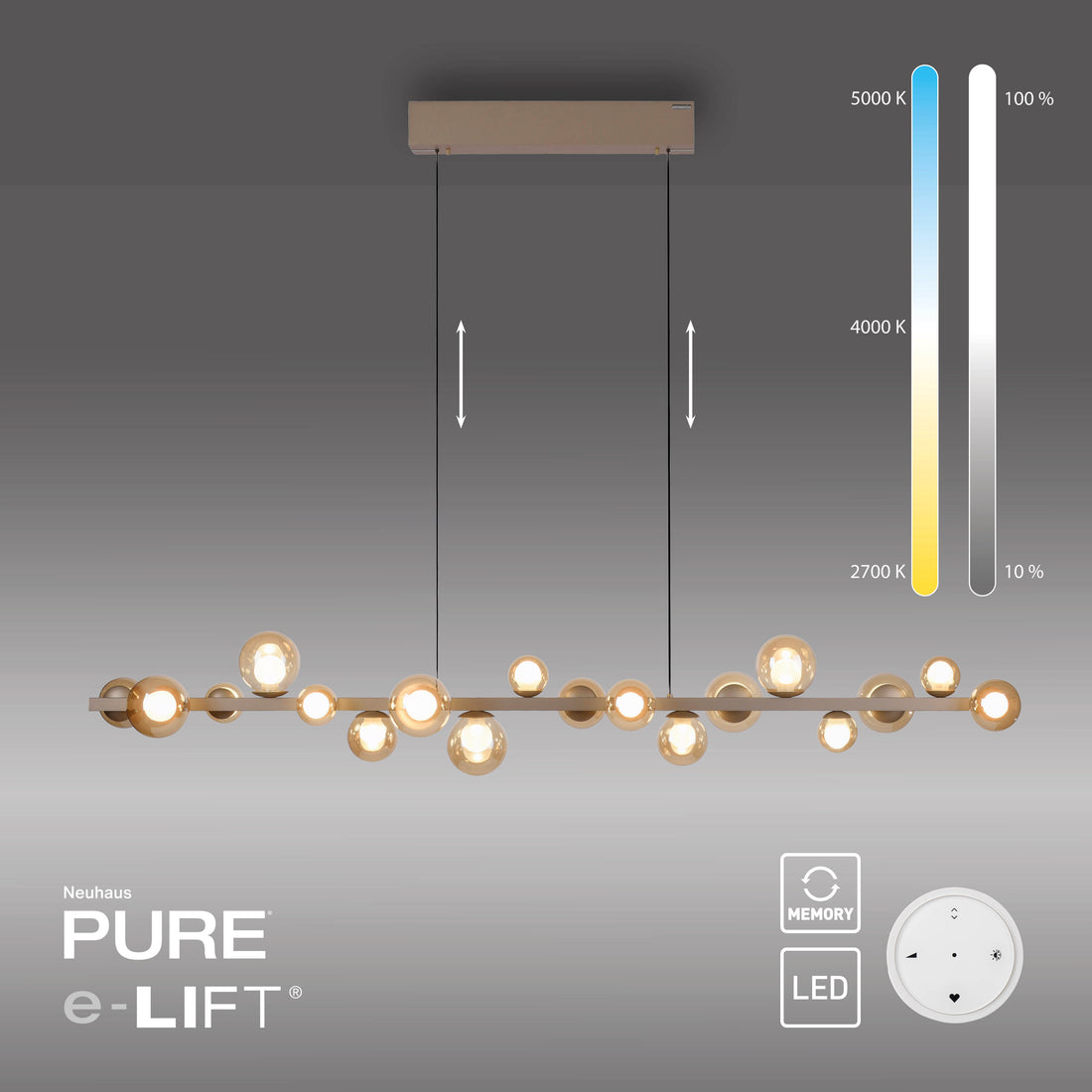 Suspension Pure E-Popup marron, verre
