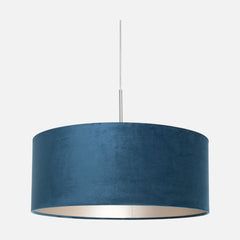Blue pendant light, velvet lampshade Ø 50 cm adjustable, living room | Velira