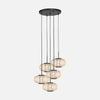 Bamboo cluster pendant light, 5 openwork globes in a cascade Ø 50 cm | Java