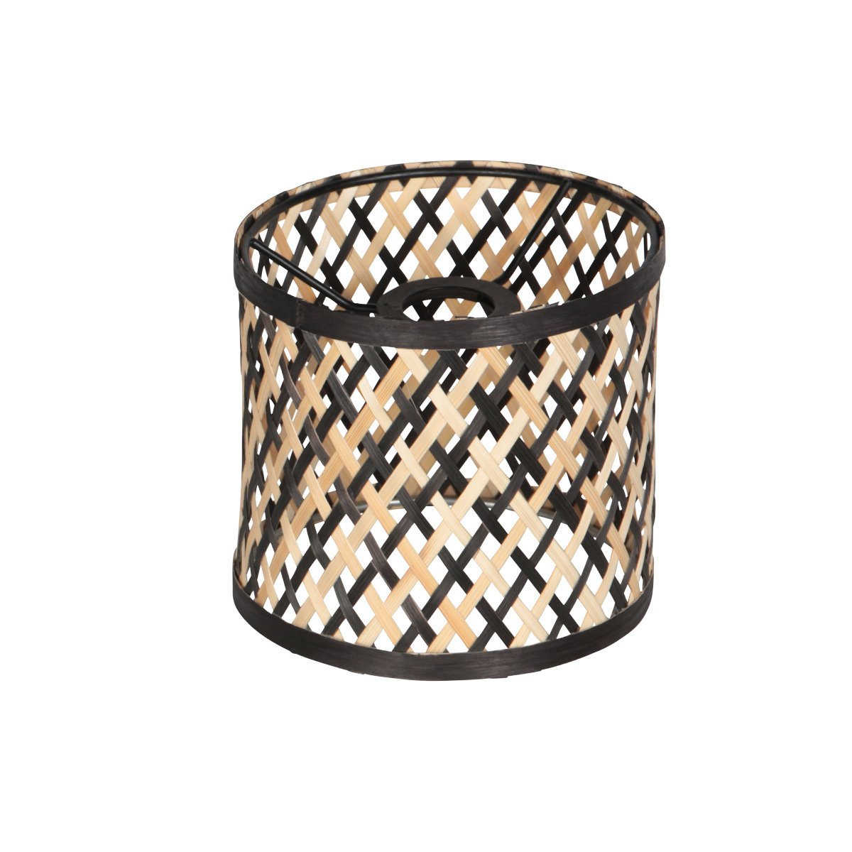 Spot Sumba noir, 2 lumières, abat-jour en bambou Ø12 cm