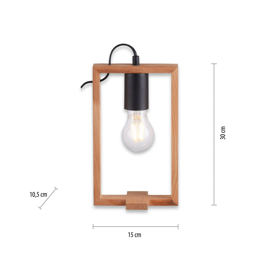 Lampe à poser Franky noire et bois