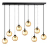 Cosmo 9-light pendant, black, amber glass