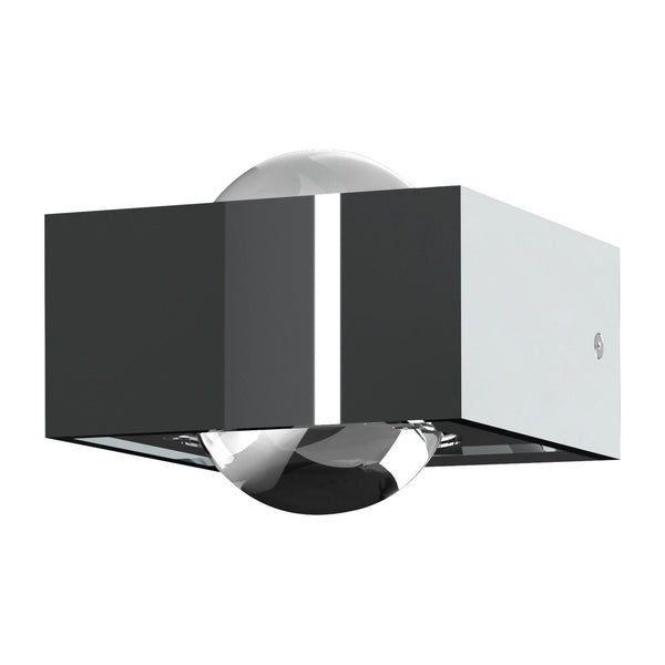 Applique murale LED Focus 100 en verre, chromé et transparent, 2 lumières, hauteur 6,3 cm