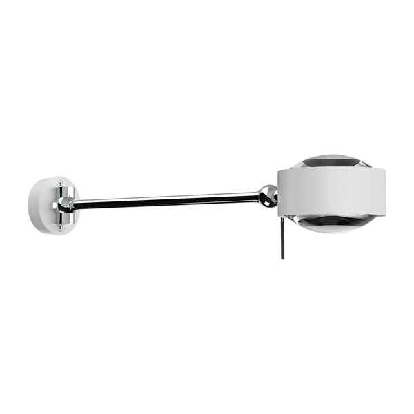 Applique murale Puk Maxx Hotel en aluminium, blanc mat et transparent, hauteur 7,5 cm