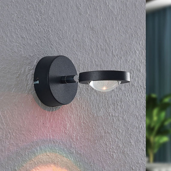 Applique murale LED Edonita en verre, noir, hauteur 10 cm