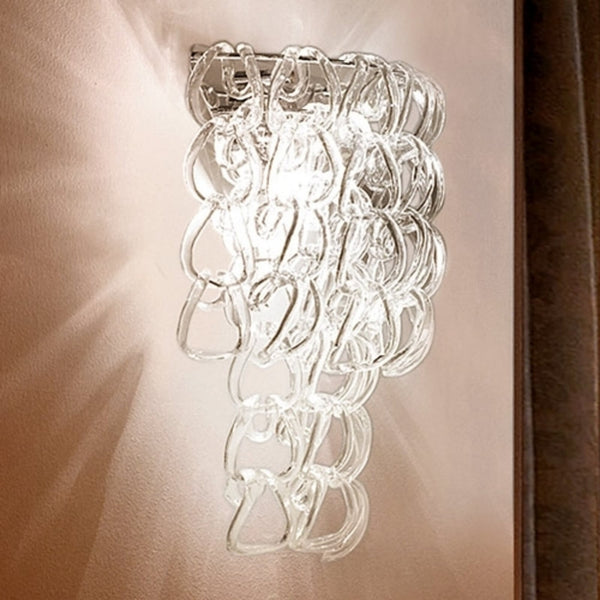 Applique murale Giogali en verre, transparent et chrome, hauteur 56 cm
