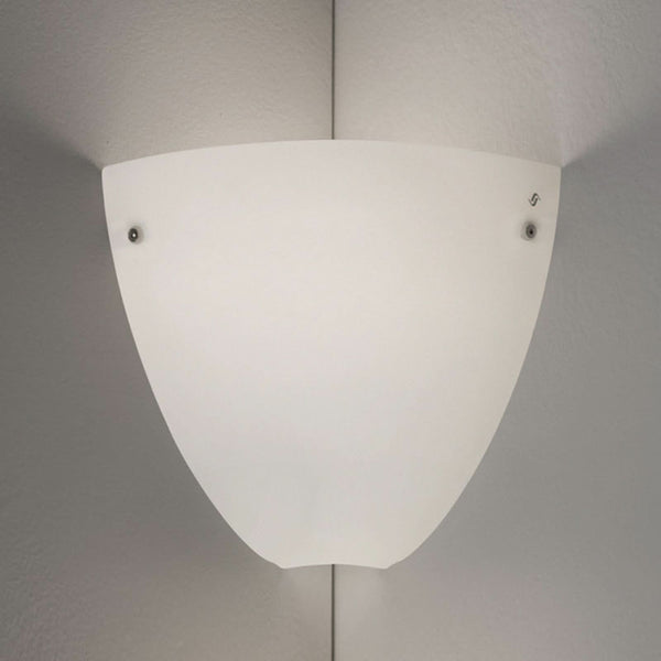 Applique murale Corner en verre, blanc satiné, hauteur 20 cm