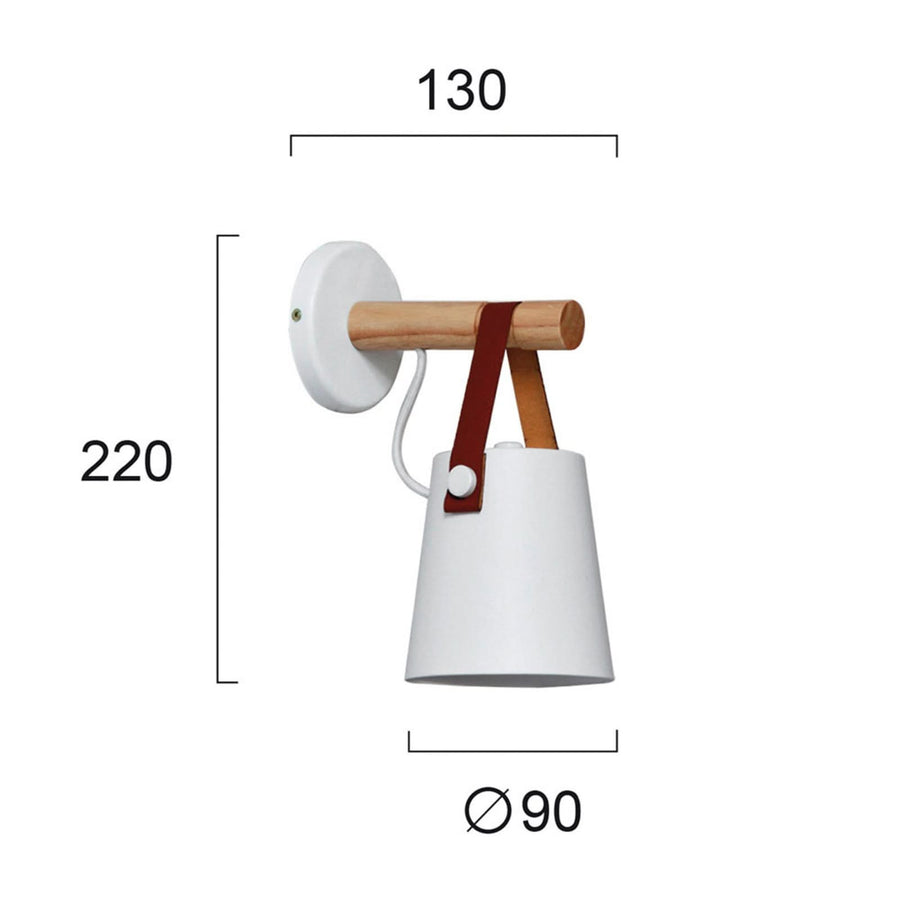 Applique murale Vetra en bois, blanc, Ø 9 cm
