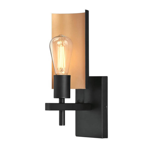 Applique murale Sirino en métal, noir mat et bronze, hauteur 34 cm
