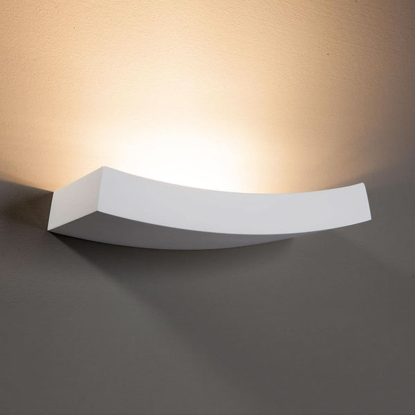 Applique murale Leander en plâtre, blanc, 2 lumières, hauteur 7 cm