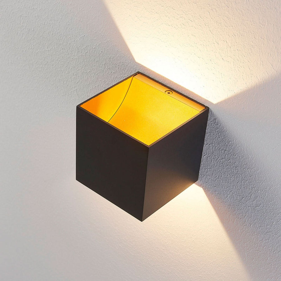Applique murale LED Zuzana en aluminium, noir et orange, hauteur 9,7 cm