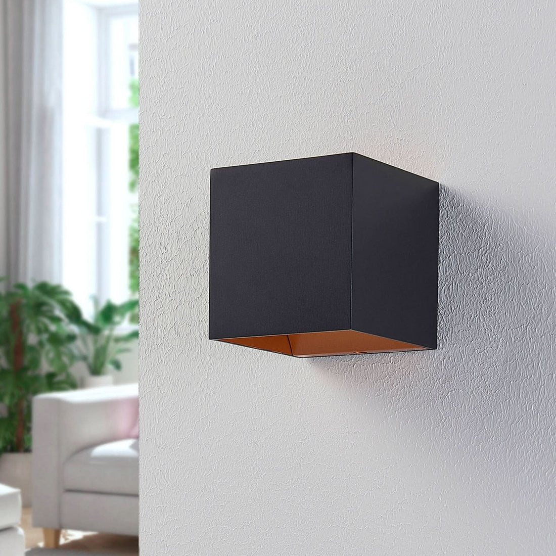 Applique murale LED Zuzana en aluminium, noir et orange, hauteur 9,7 cm