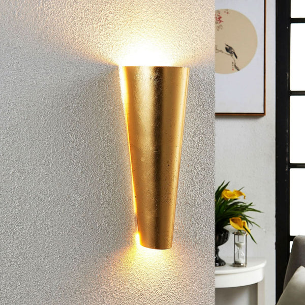 Applique murale Conan en métal, doré mat, 2 lumières, hauteur 30 cm