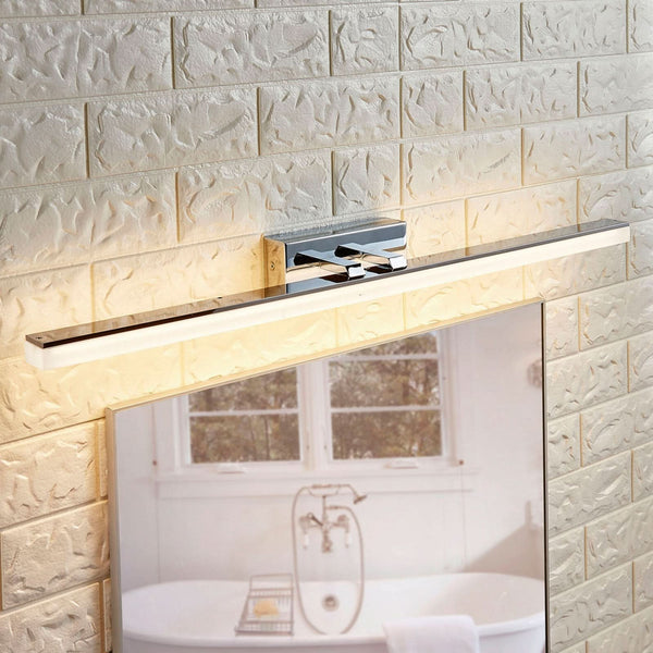 Applique murale LED Julie en métal, blanc satiné et chromé, hauteur 5,7 cm, IP44, 3000 K, 14,5 W