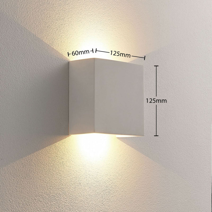Applique murale LED Anneke en plâtre, blanc, hauteur 12,5 cm