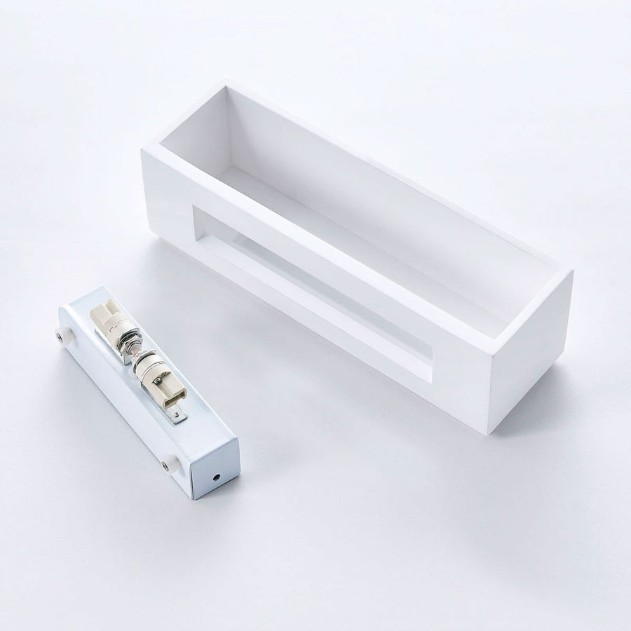 Applique murale Lidby Benno en plâtre, blanc, 2 lumières, hauteur 9 cm